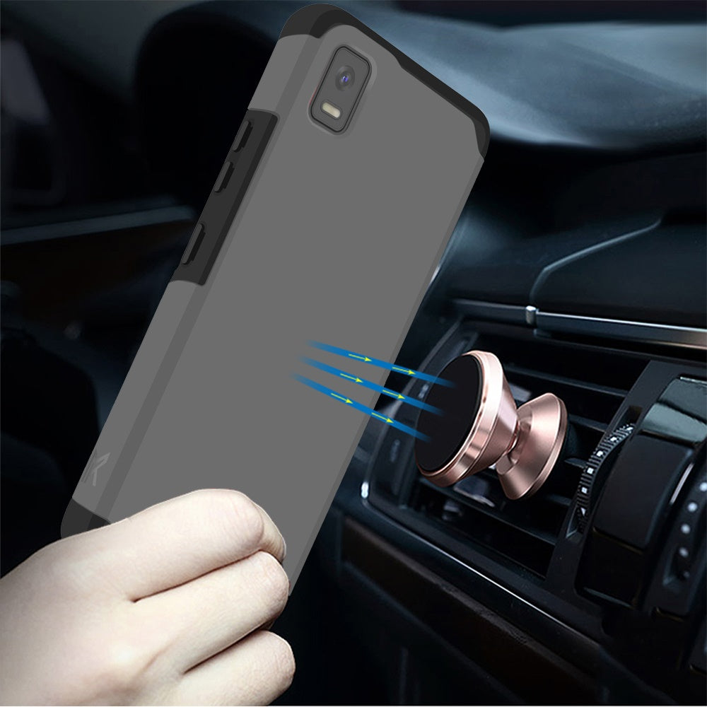Cricket Debut Smart Tough Strong MetKase Hybrid (Magnet Mount Friendly) Case Cover - Charcoal Grey (1104871)