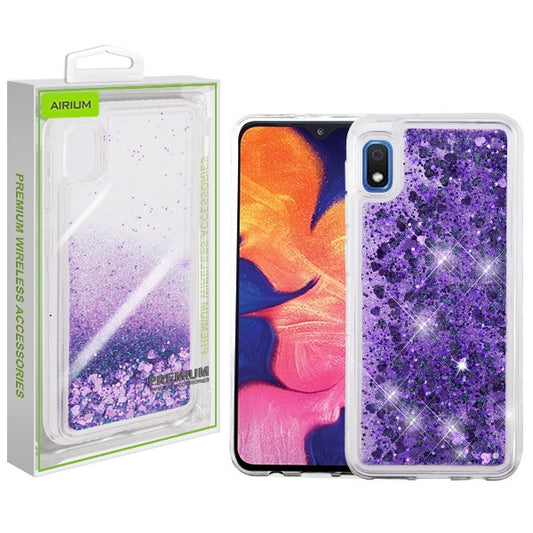 SAMSUNG A10E - Hearts & Purple Quicksand Glitter Hybrid Protector Cover (9496)