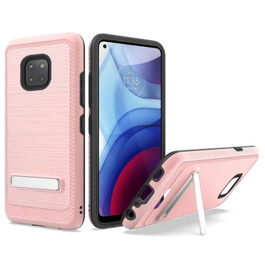 Moto G Power 2021 Slim Brushed Hybrid with Design Edged Lining with magnetic kickstand - Rose Gold (1103374)