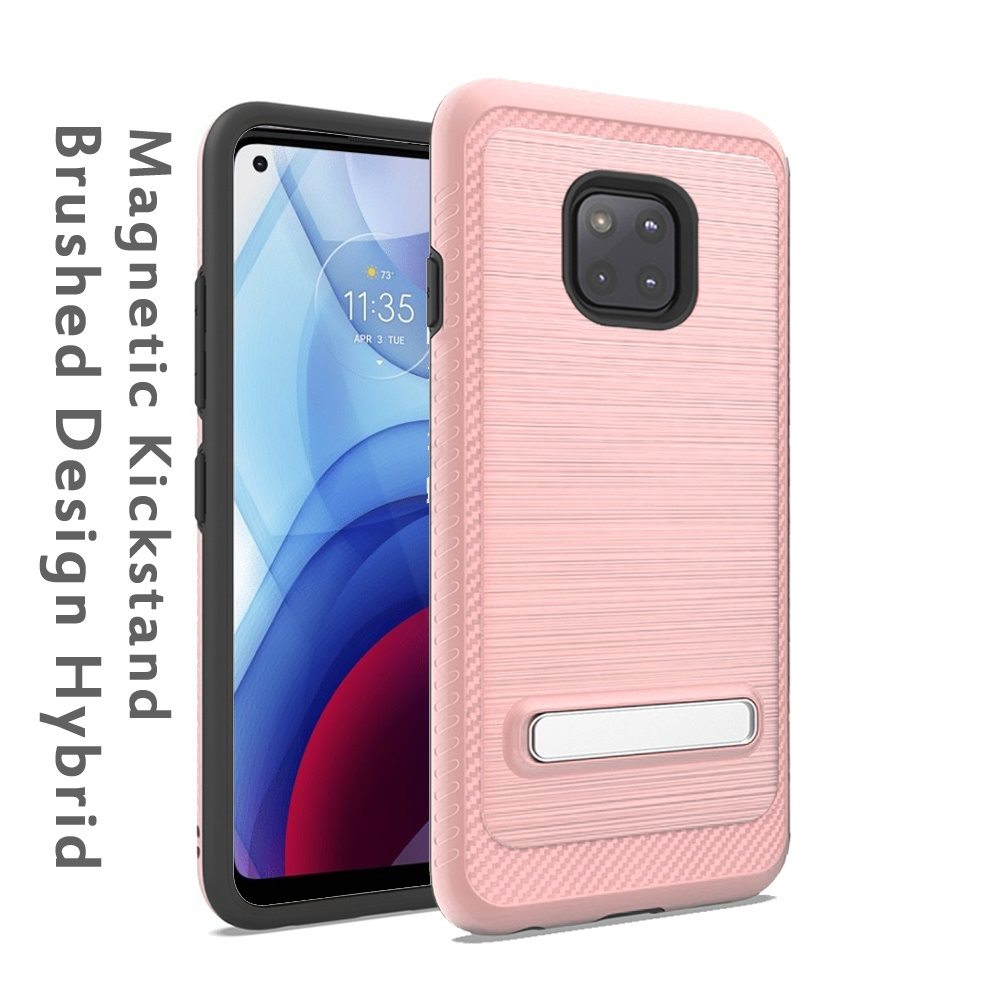 Moto G Power 2021 Slim Brushed Hybrid with Design Edged Lining with magnetic kickstand - Rose Gold (1103374)