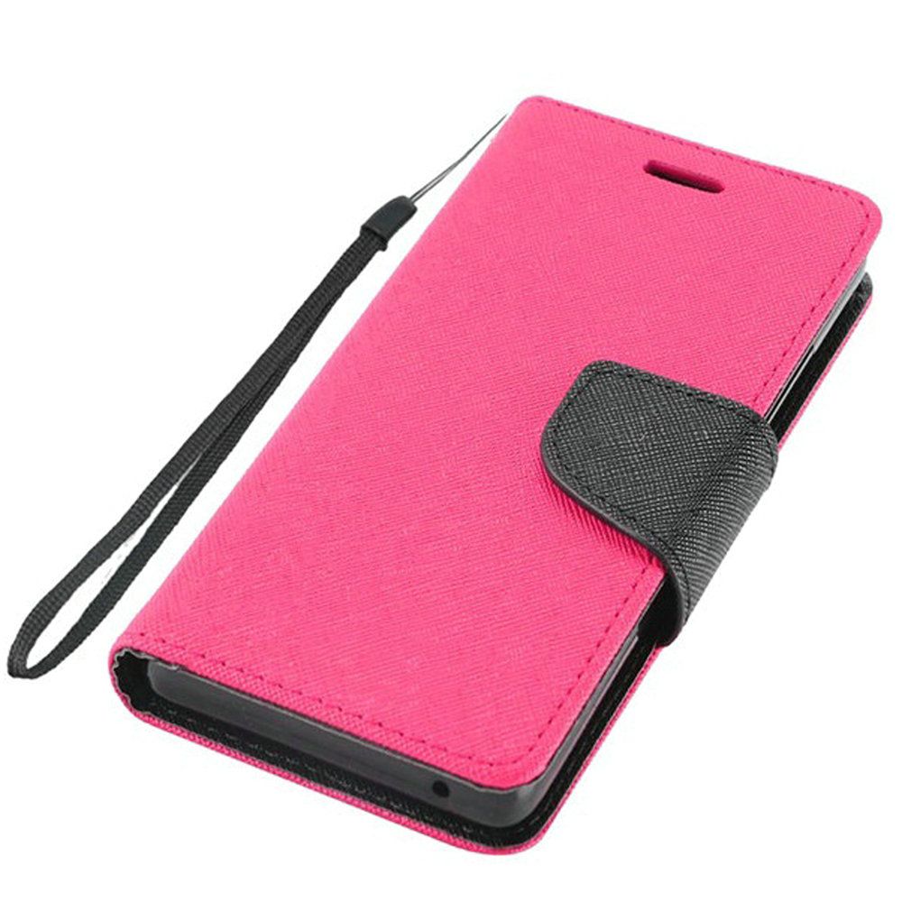 Samsung Galaxy A10e Wallet Flip Case Textured Carbon Fiber - Hot Pink (80)