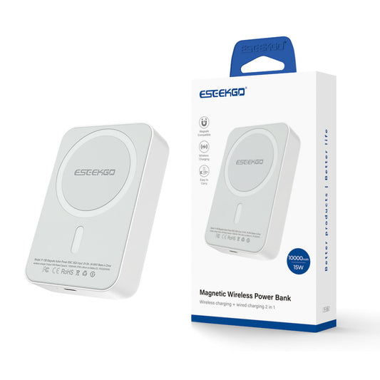 ESEEKGO P-15B 10000mAh 15W Magnetic Wireless Power Bank & 1.3FT USB-C To C Charging Cable ( 1103483) (MSRP $59.99)