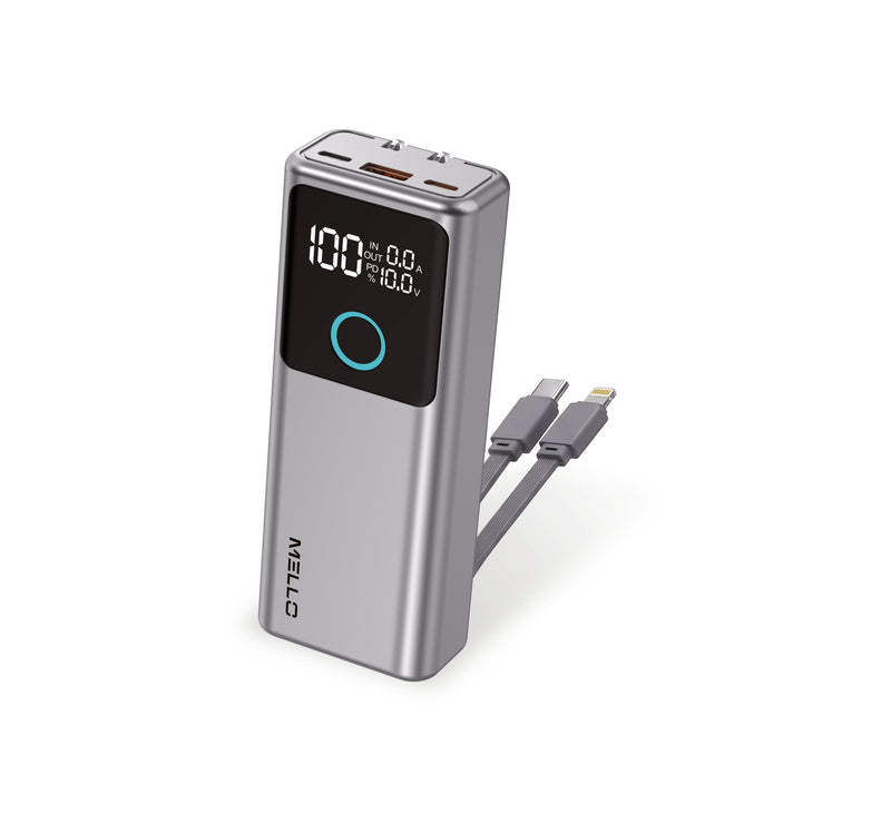 MELLO X114 30W POWER BANK AC WALL ADAPTER 10000 MAH GRAY (1108131) (MSRP $69.99)