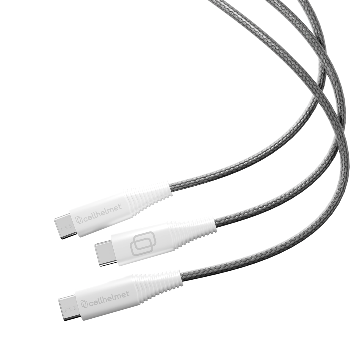 Cellhelmet Braided Type-C to Type-C Charge/Sync Cable 3, 6, 10ft - Gray Multipack (1108236) (MSRP $69.99)