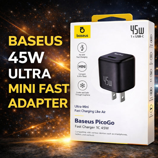 BASEUS 45W 1C Mini Fast Adapter PicoGo - Black    ( 1107715) (MSRP $49.99)