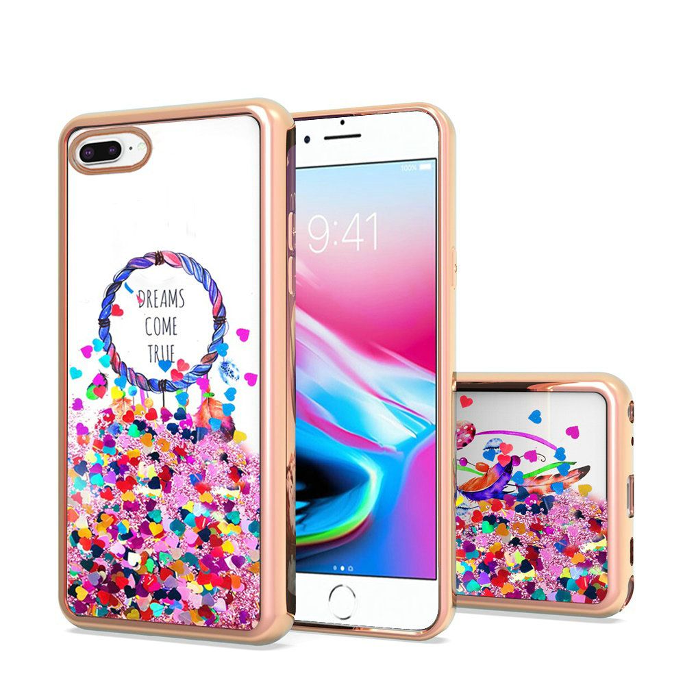 iPhone 8 Plus/7 Plus/6 Plus/6s Plus Design Water Quicksand Glitter Chrome TPU - Dreams Come True (4723)