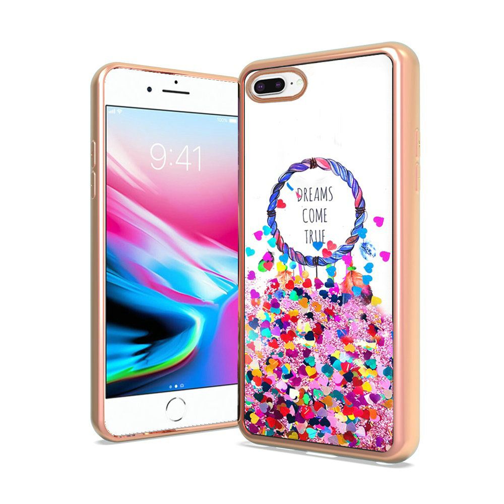 iPhone 8 Plus/7 Plus/6 Plus/6s Plus Design Water Quicksand Glitter Chrome TPU - Dreams Come True (4723)