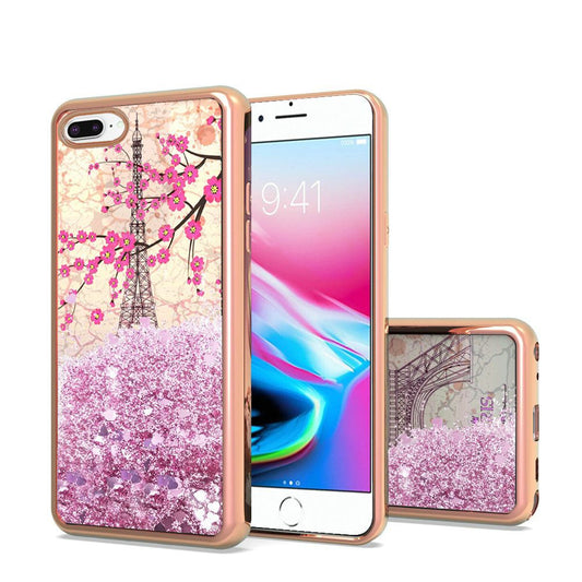 iPhone 8 Plus/7 Plus/6 Plus/6s Plus Design Water Quicksand Glitter - Eiffel Tower Paris (4725)