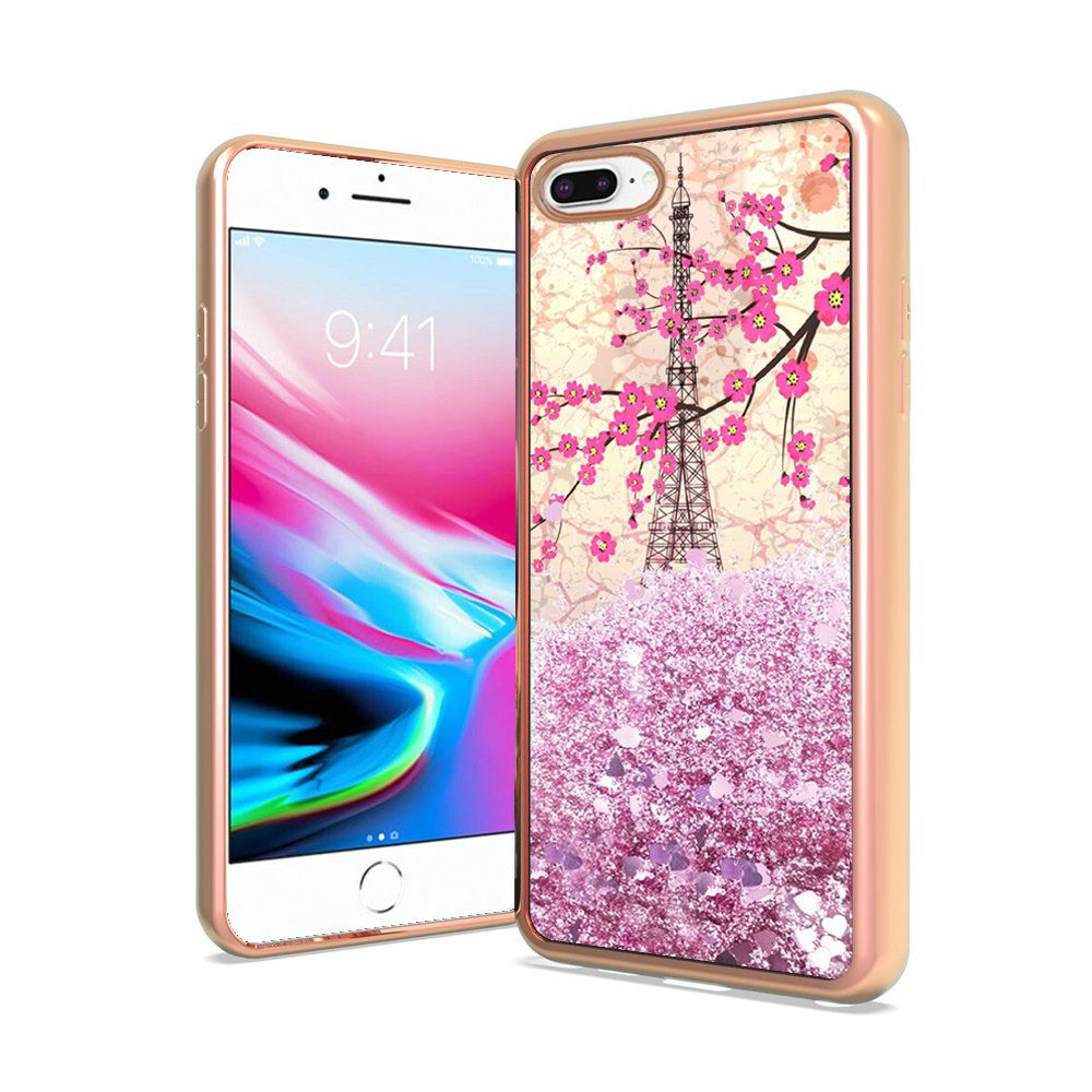 iPhone 8 Plus/7 Plus/6 Plus/6s Plus Design Water Quicksand Glitter - Eiffel Tower Paris (4725)