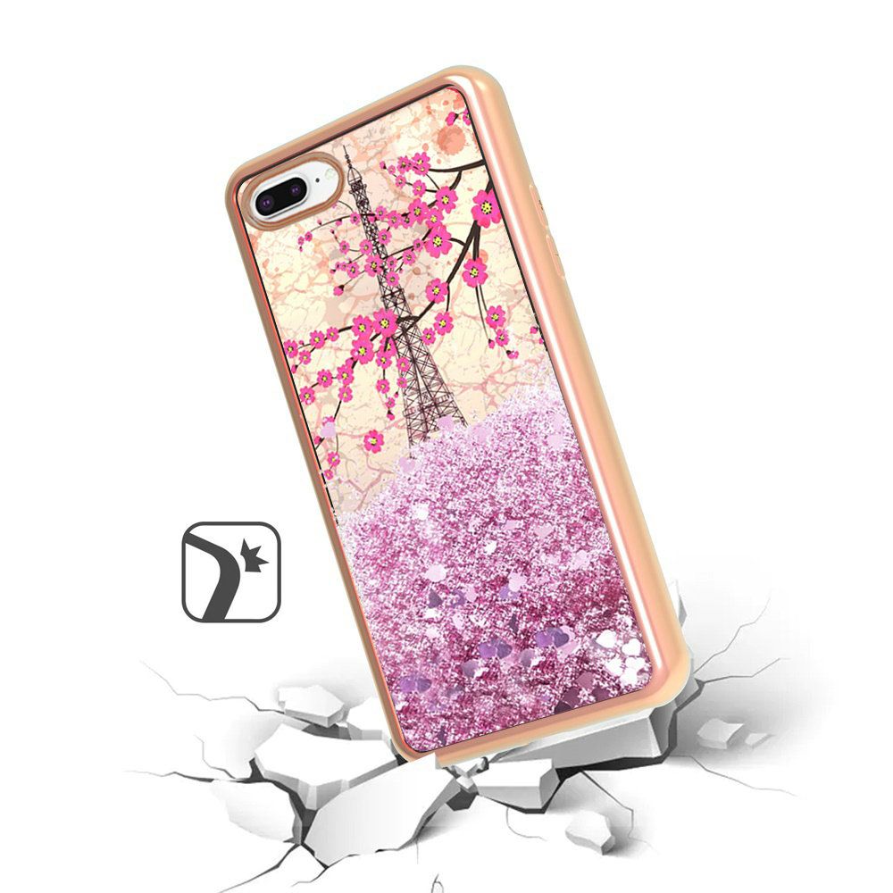 iPhone 8 Plus/7 Plus/6 Plus/6s Plus Design Water Quicksand Glitter - Eiffel Tower Paris (4725)