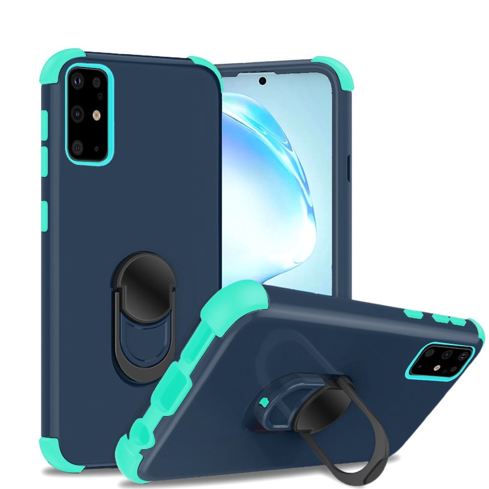Samsung Galaxy s20 Plus s20+ 360 degree King Ring Stand Hybrid w/ Raised Edges - Blue PC/Teal (10187)