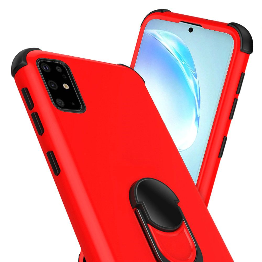 Samsung Galaxy s20 Plus s20+ 360 degree King Ring Stand Hybrid w/ Raised Edges - Red PC/Black (10188)