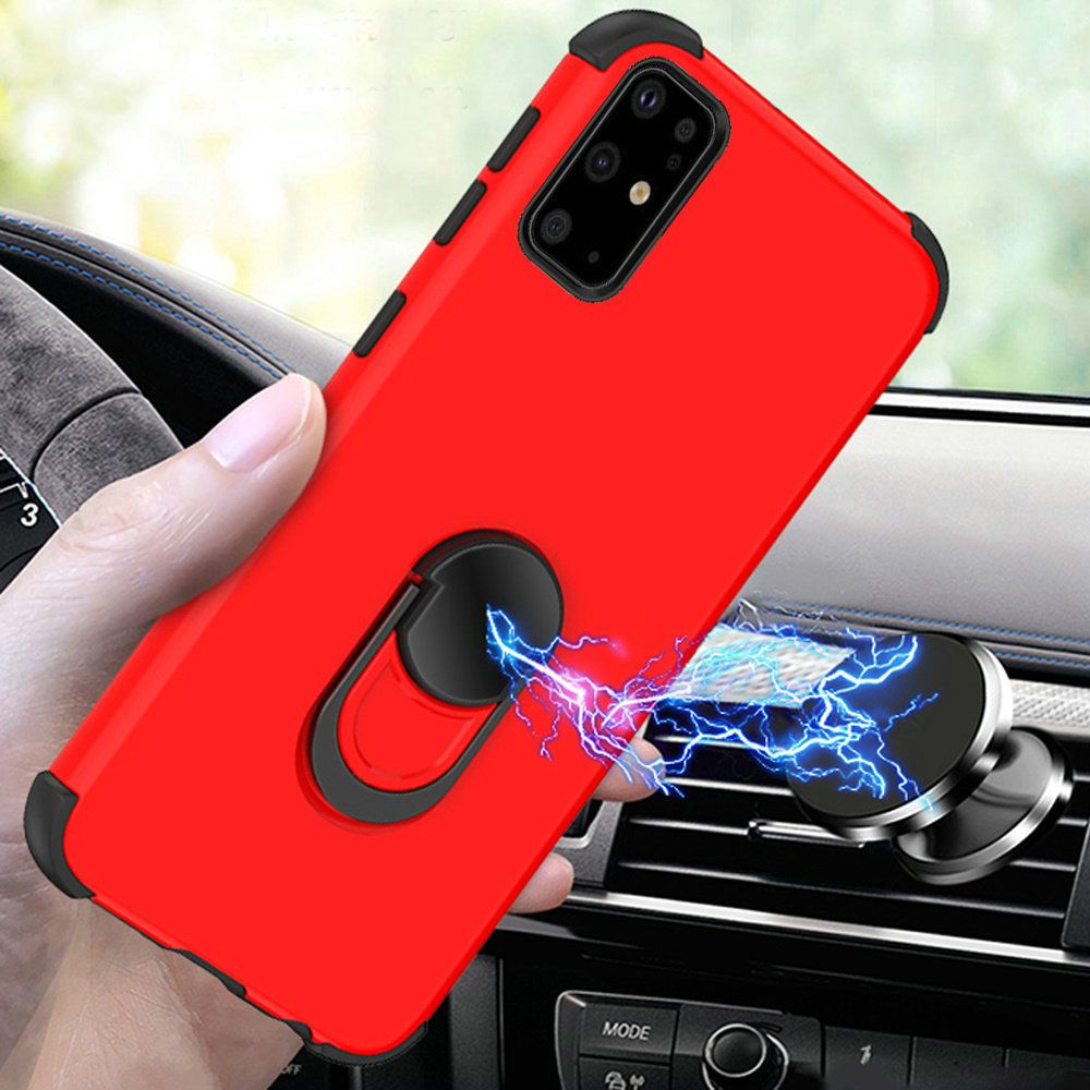 Samsung Galaxy s20 Plus s20+ 360 degree King Ring Stand Hybrid w/ Raised Edges - Red PC/Black (10188)