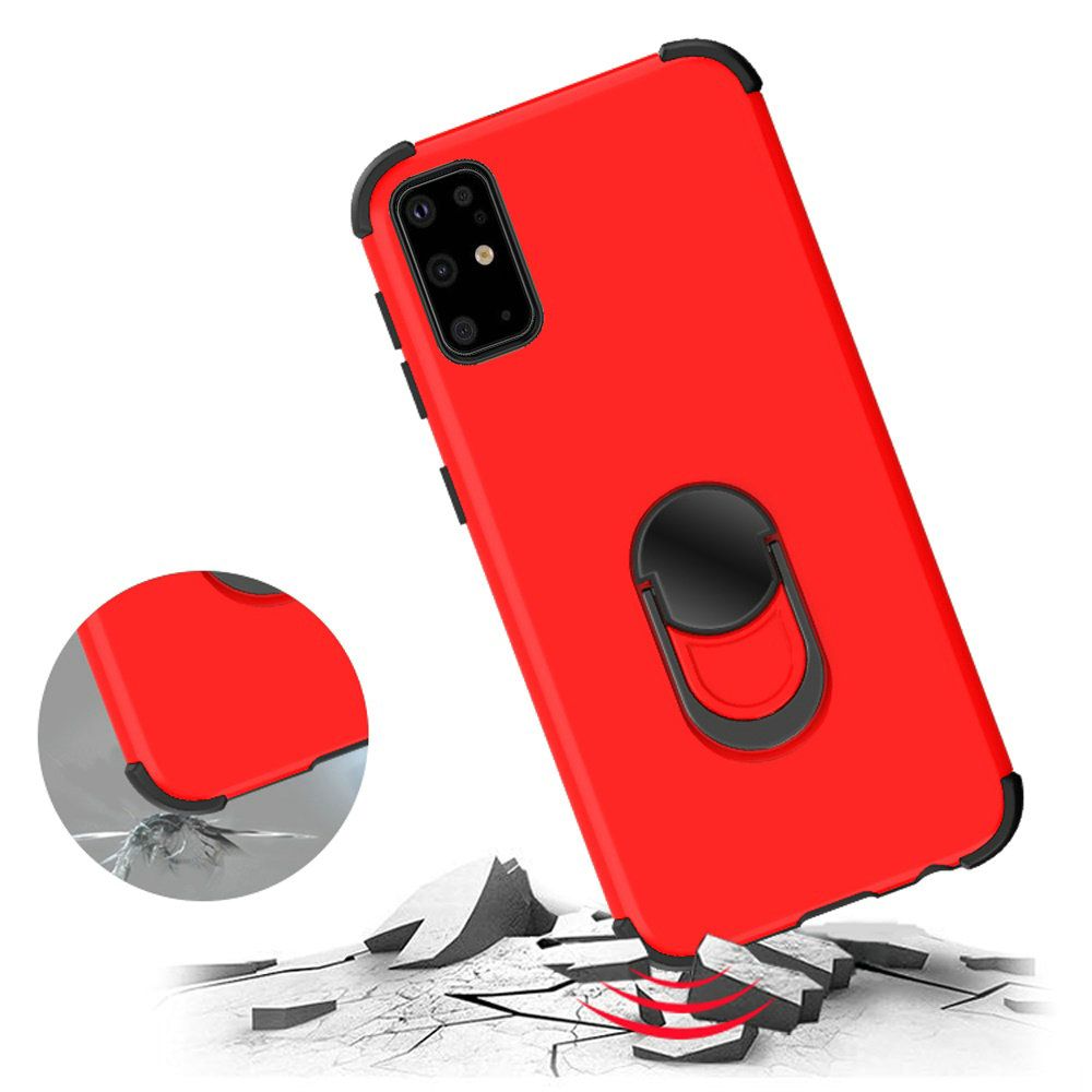 Samsung Galaxy s20 Plus s20+ 360 degree King Ring Stand Hybrid w/ Raised Edges - Red PC/Black (10188)