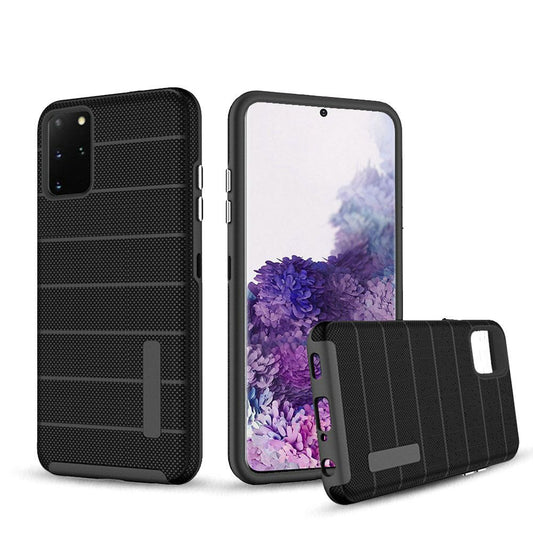 Samsung Galaxy s20 Plus s20+  Shock Proof Stripes Design PC TPU Shock Proof Hybrid - Black (10192)