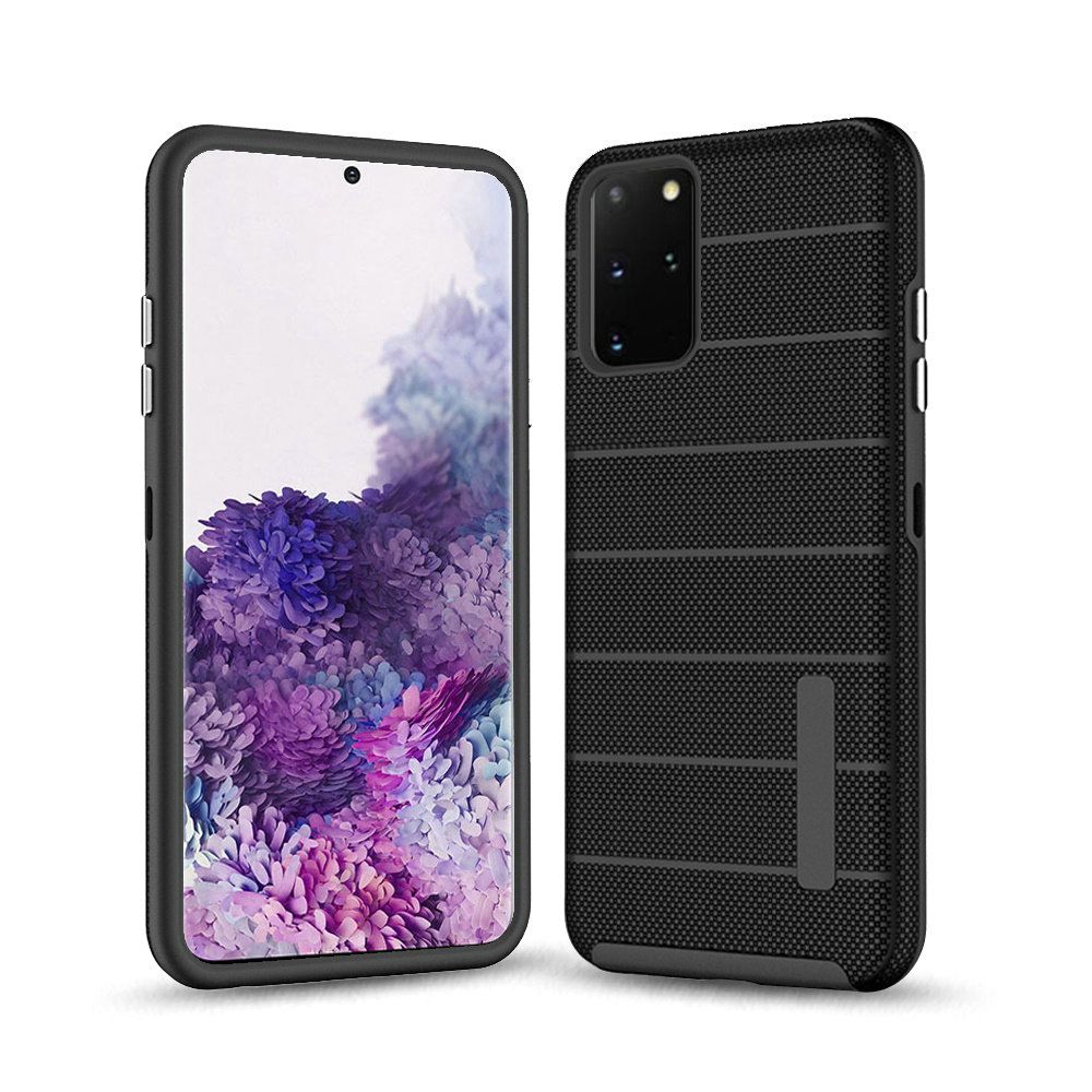 Samsung Galaxy s20 Plus s20+  Shock Proof Stripes Design PC TPU Shock Proof Hybrid - Black (10192)