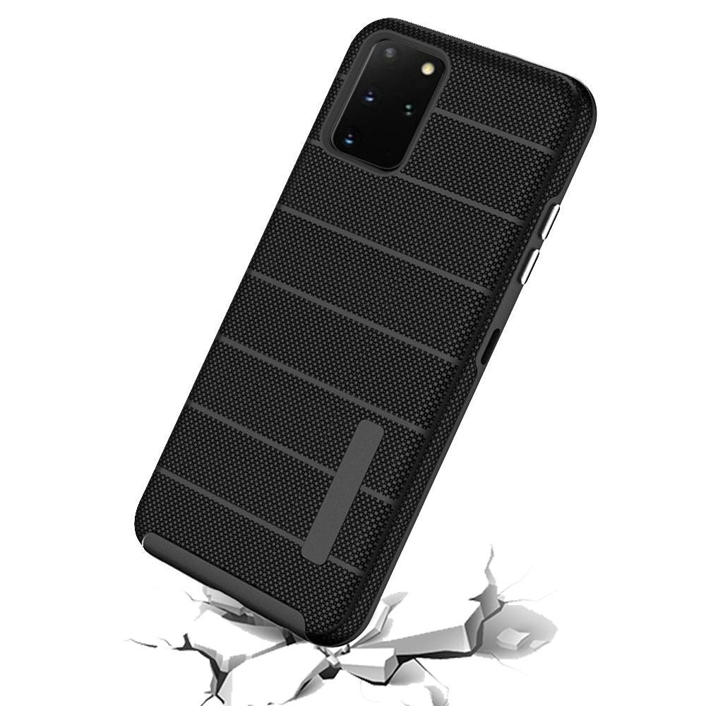 Samsung Galaxy s20 Plus s20+  Shock Proof Stripes Design PC TPU Shock Proof Hybrid - Black (10192)