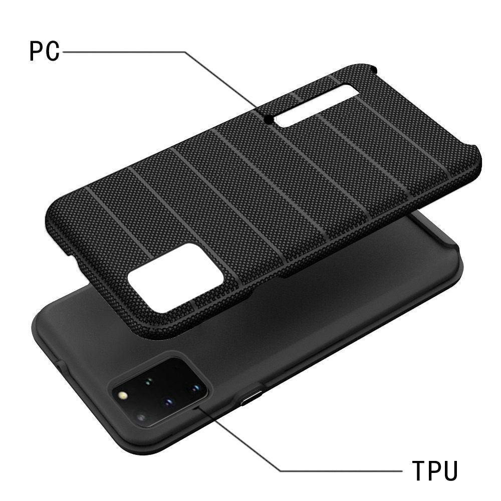 Samsung Galaxy s20 Plus s20+  Shock Proof Stripes Design PC TPU Shock Proof Hybrid - Black (10192)