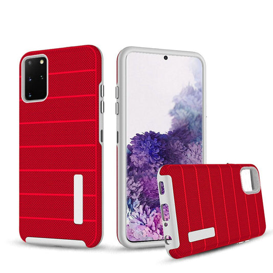 Samsung Galaxy s20 Plus s20+ Shock Proof Stripes Design PC TPU Shock Proof Hybrid -  Red (10194)