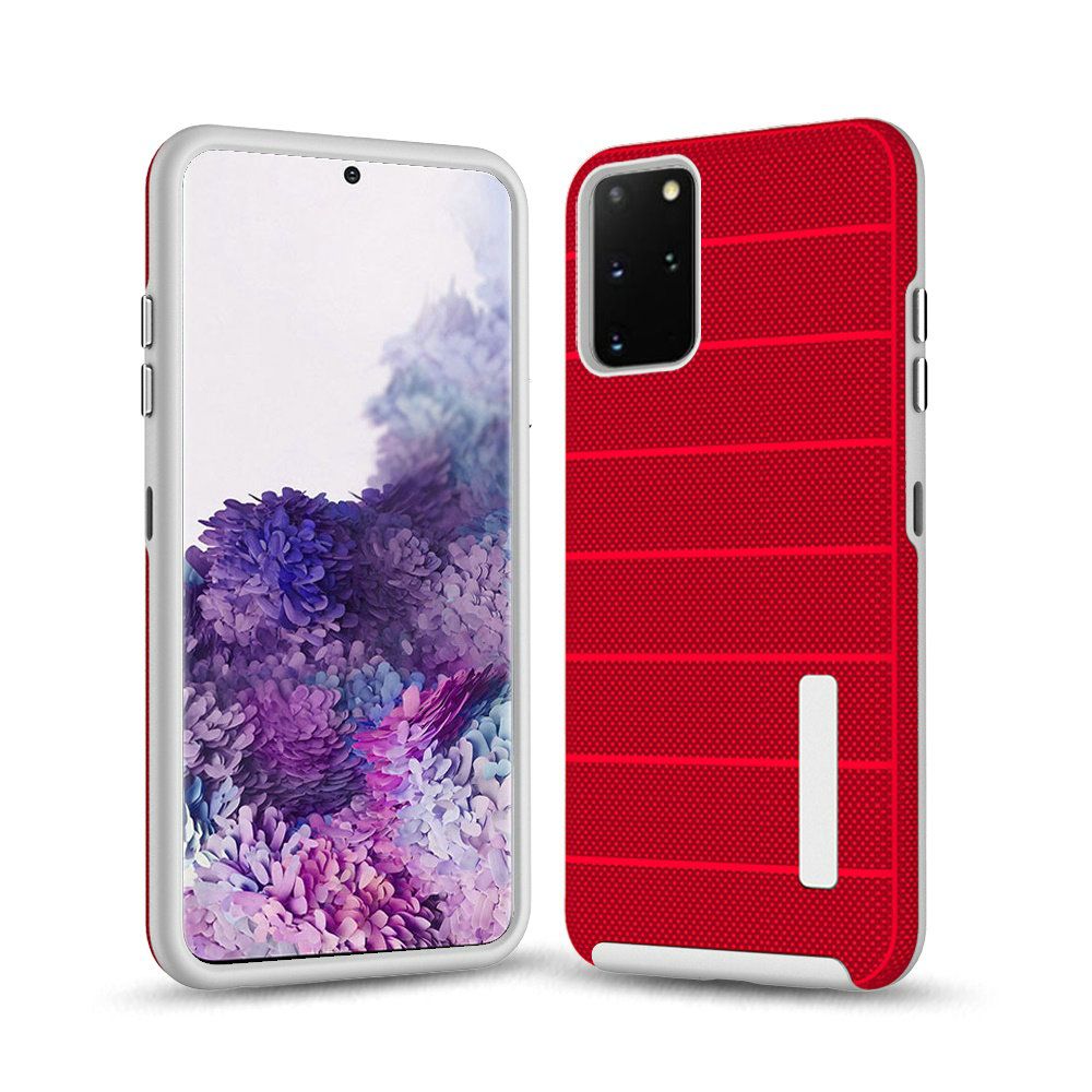 Samsung Galaxy s20 Plus s20+ Shock Proof Stripes Design PC TPU Shock Proof Hybrid -  Red (10194)