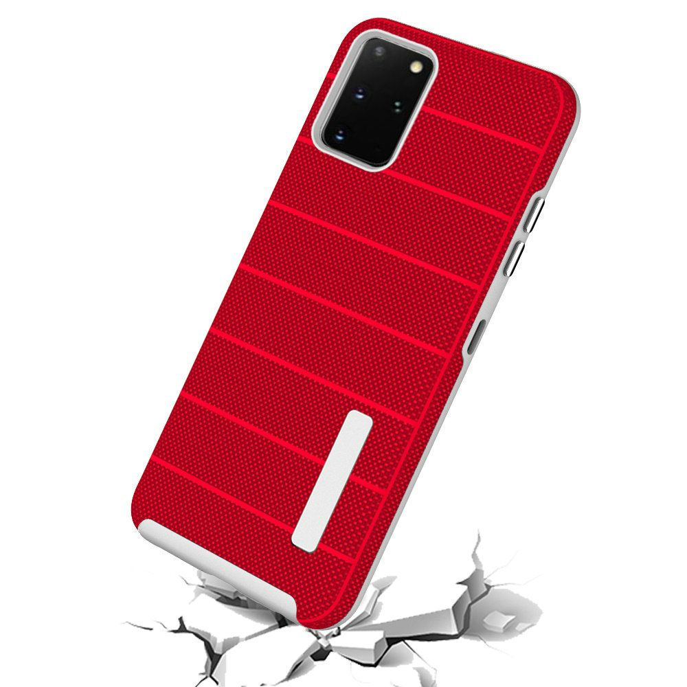 Samsung Galaxy s20 Plus s20+ Shock Proof Stripes Design PC TPU Shock Proof Hybrid -  Red (10194)
