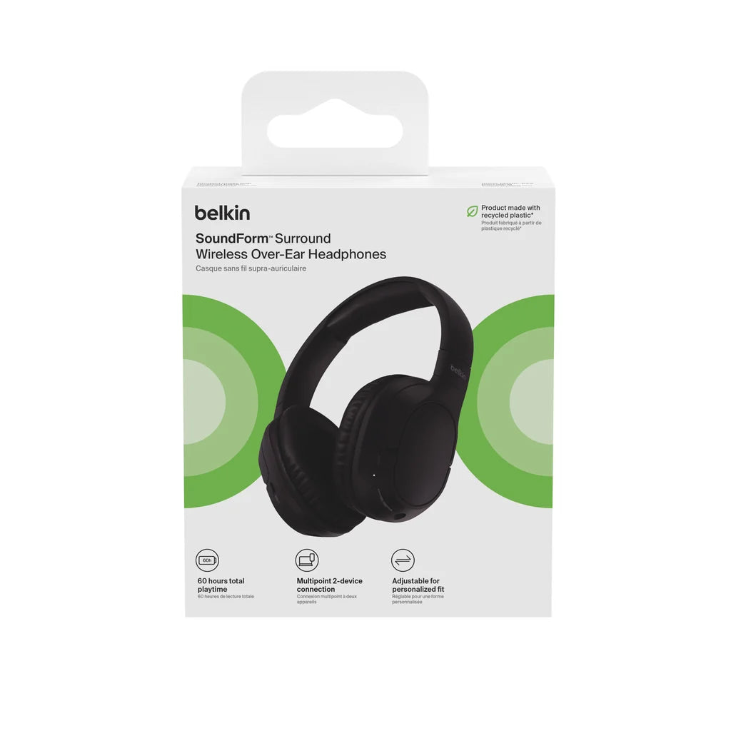 Belkin Surround Over-Ear Enc Headphones - Black ( 1108077) (MSRP $59.99)