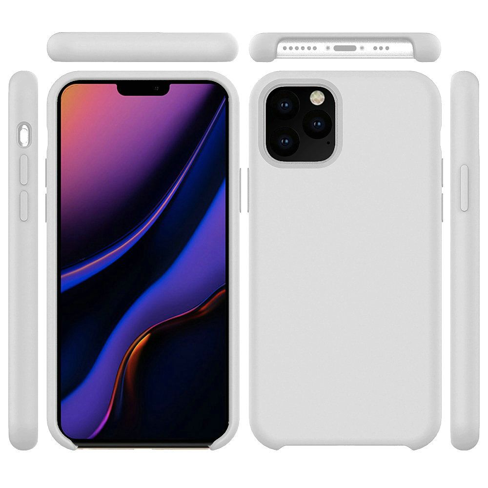 iPhone 11 Pro 5.8 Silicone Case , Liquid Silicone Full Body Thickening Design Phone Case (with Microfiber Lining) -White (4688)