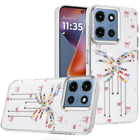 Moto G 5G 2025/2026 - G Play 2026 - Resin Epoxy Design Diamond Metal Edged Hybrid Case - J  (1108086) (MSRP $49.99)