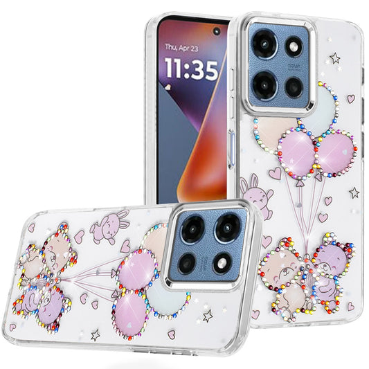 Moto G 5G 2025/2026 - G Play 2026 - Resin Epoxy Design Diamond Metal Edged Hybrid Case - K  (1108087) (MSRP $49.99)