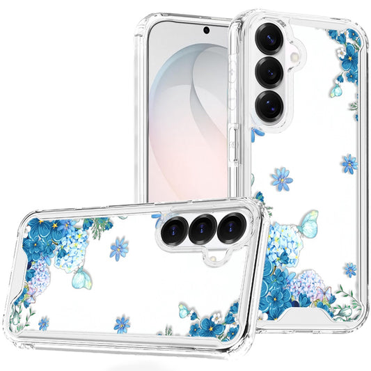 Samsung Galaxy s26 FE Beautiful TPU Designs Case Case - Blue Floral Cascade with Sparkles (1108155) (MSRP $49.99)