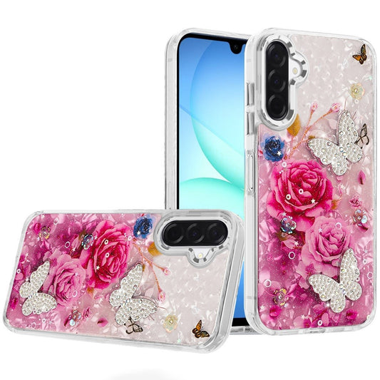 Samsung A17/A16  5G Epoxy Glitter Butterfly Ornaments Design HQ Metal Buttons Hybrid - 6  (1108100) (MSRP $49.99)