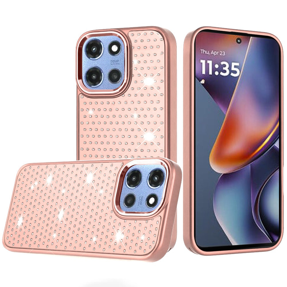 Motorola Moto G 5G 2025 Beautiful Diamond Metallic Design Metal Chrome Edged Hybrid - Rose Gold ( 1103613) (MSRP $59.99)