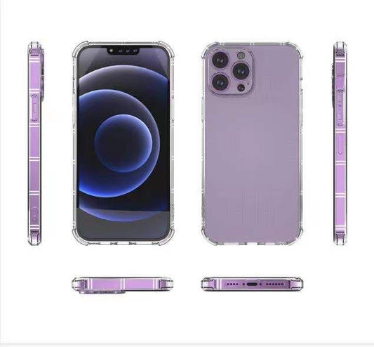 iPhone 15 Plus Shatterproof Transparent Cross Stripes Design Thick TPU Case Cover - Clear (1106080)