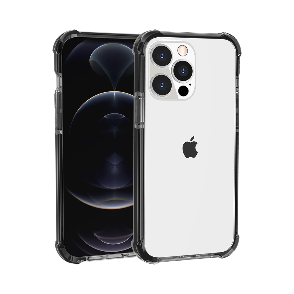 Apple iPhone 14 PRO MAX 6.7" Acrylic Tough 2.5mm Transparent ShockProof Hybrid Case Cover - Black (1104656)