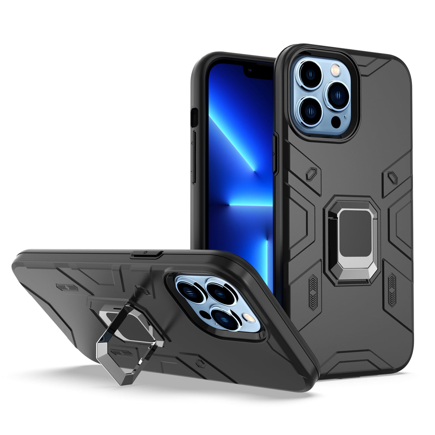 Apple iPhone SE 3 (2022) SE/8/7 Advanced Magnetic Ring Hybrid Case Cover - Black (1105159)