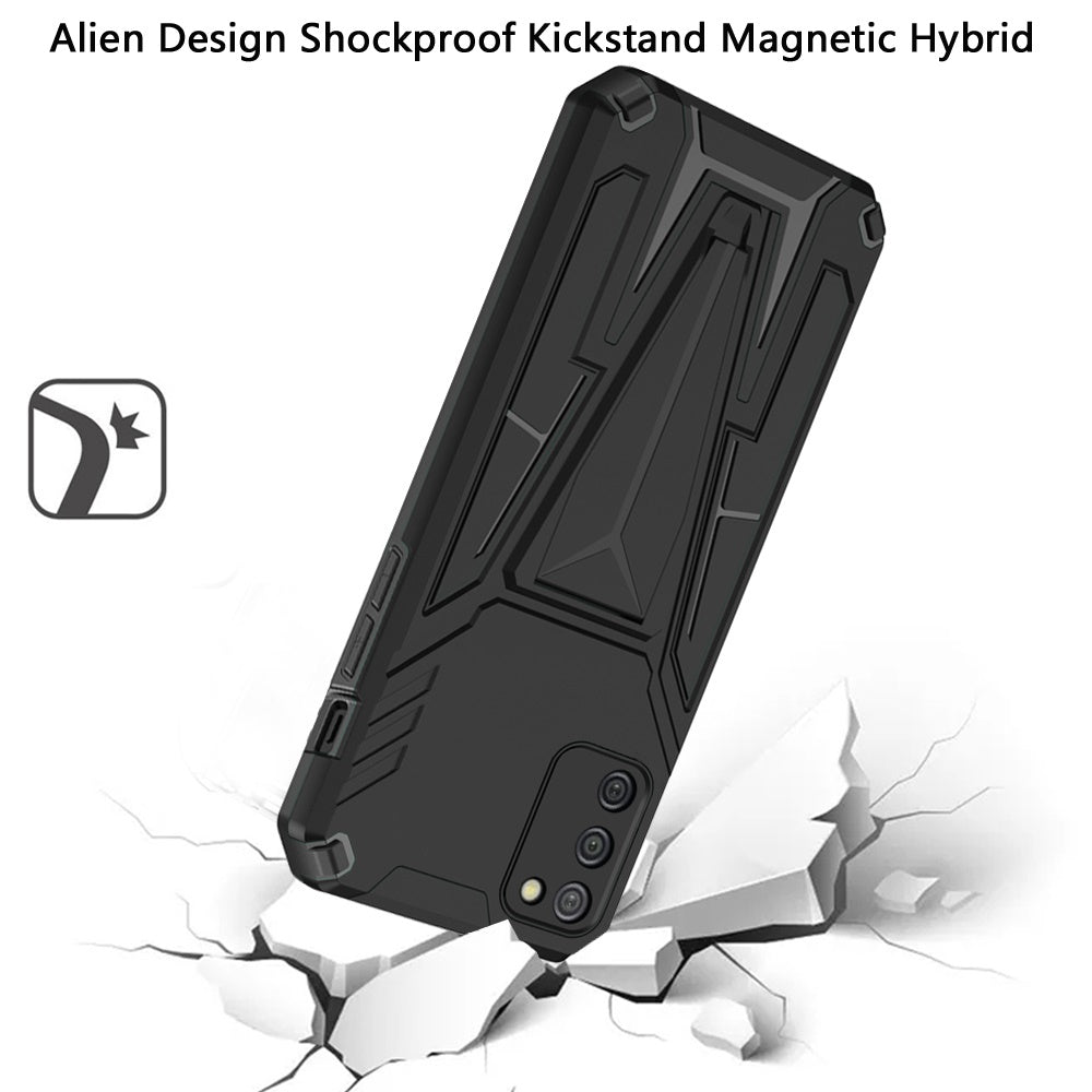 Samsung A02s Alien Design Shockproof Kickstand Magnetic Hybrid Case Cover - Black (1102617)