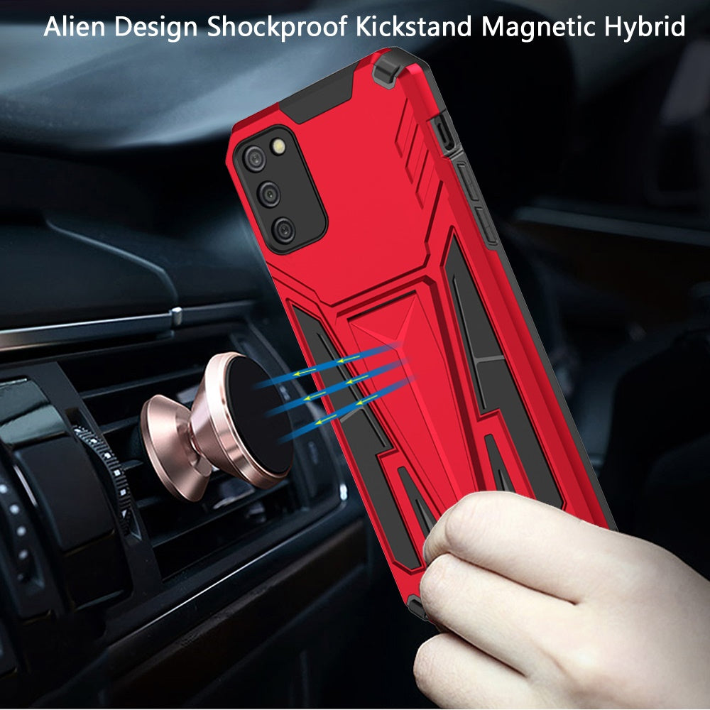 Samsung A02s Alien Design Shockproof Kickstand Magnetic Hybrid Case Cover - Red (1102619)