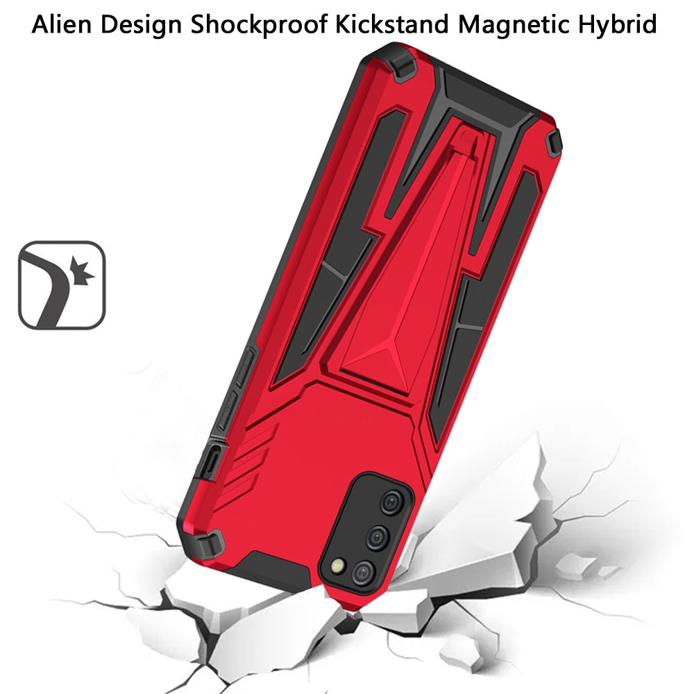 Samsung A02s Alien Design Shockproof Kickstand Magnetic Hybrid Case Cover - Red (1102619)