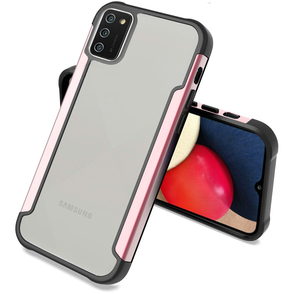 Samsung A02s Aluminium Alloy Transparent PC TPU Slick Hybrid - Rose Gold (1100933)