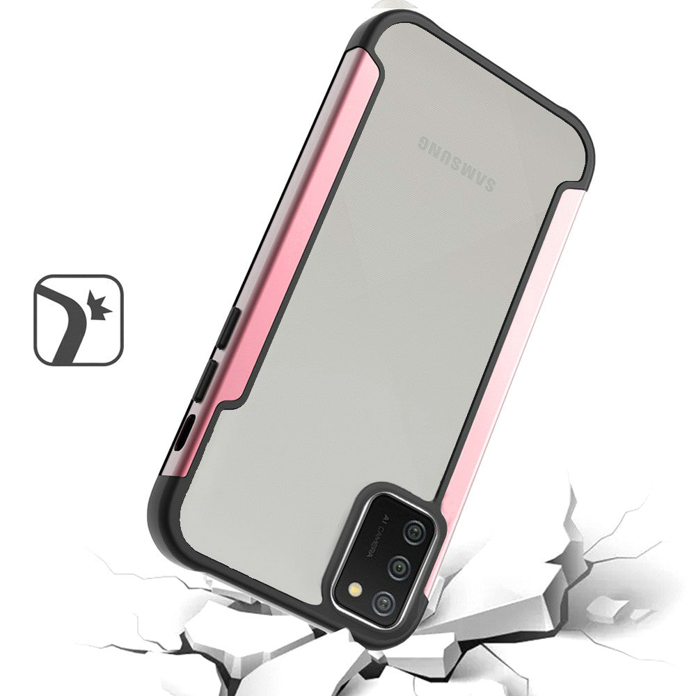 Samsung A02s Aluminium Alloy Transparent PC TPU Slick Hybrid - Rose Gold (1100933)