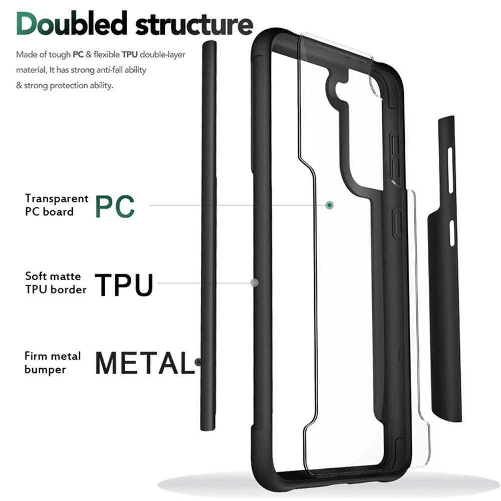 Samsung Galaxy S21 FE Aluminium Alloy Transparent PC TPU Slick Hybrid - Black (1102628)