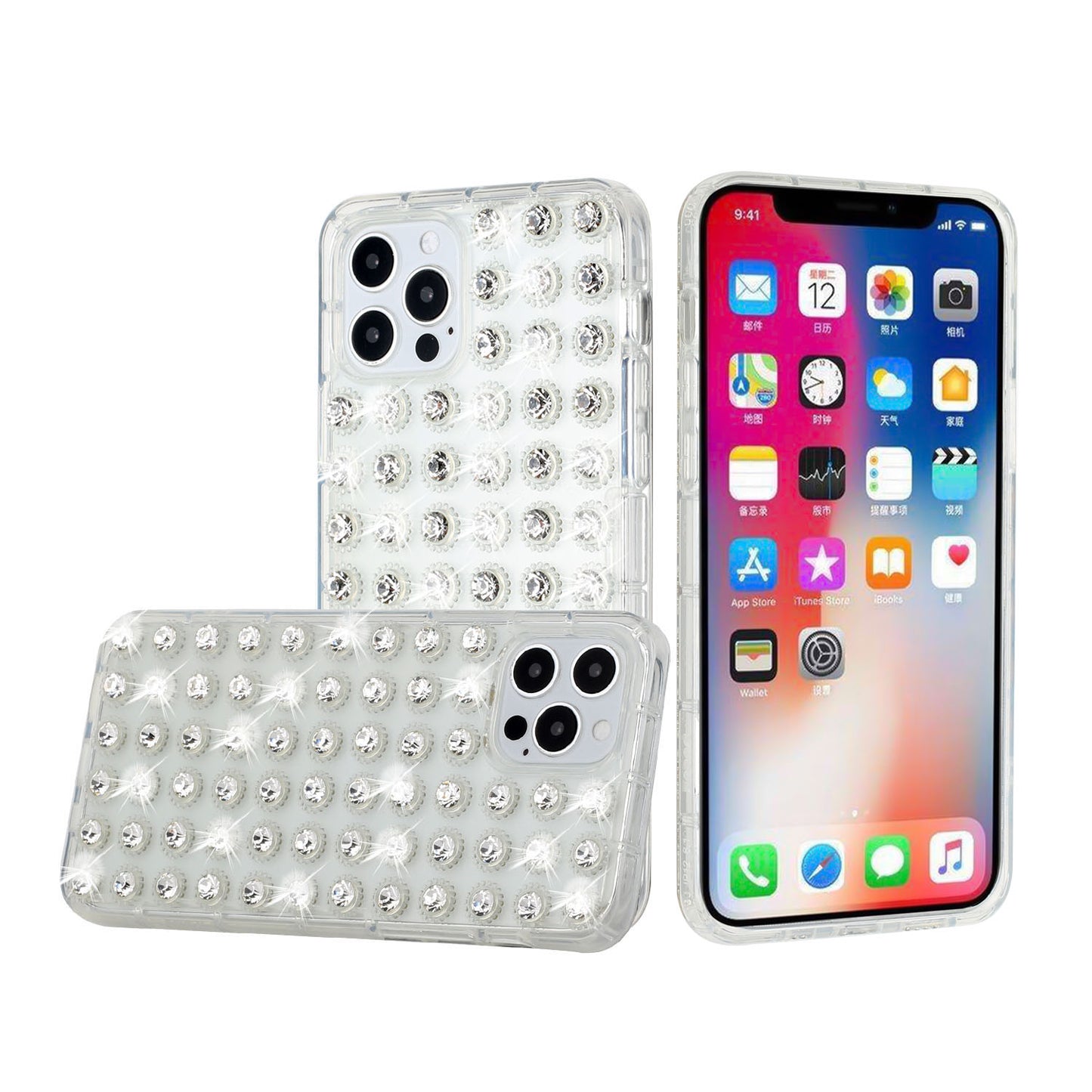 Apple iPhone XR All Over Diamond Luxury 2.0mm Thick TPU Cover Case - Clear/Clear (1102722)