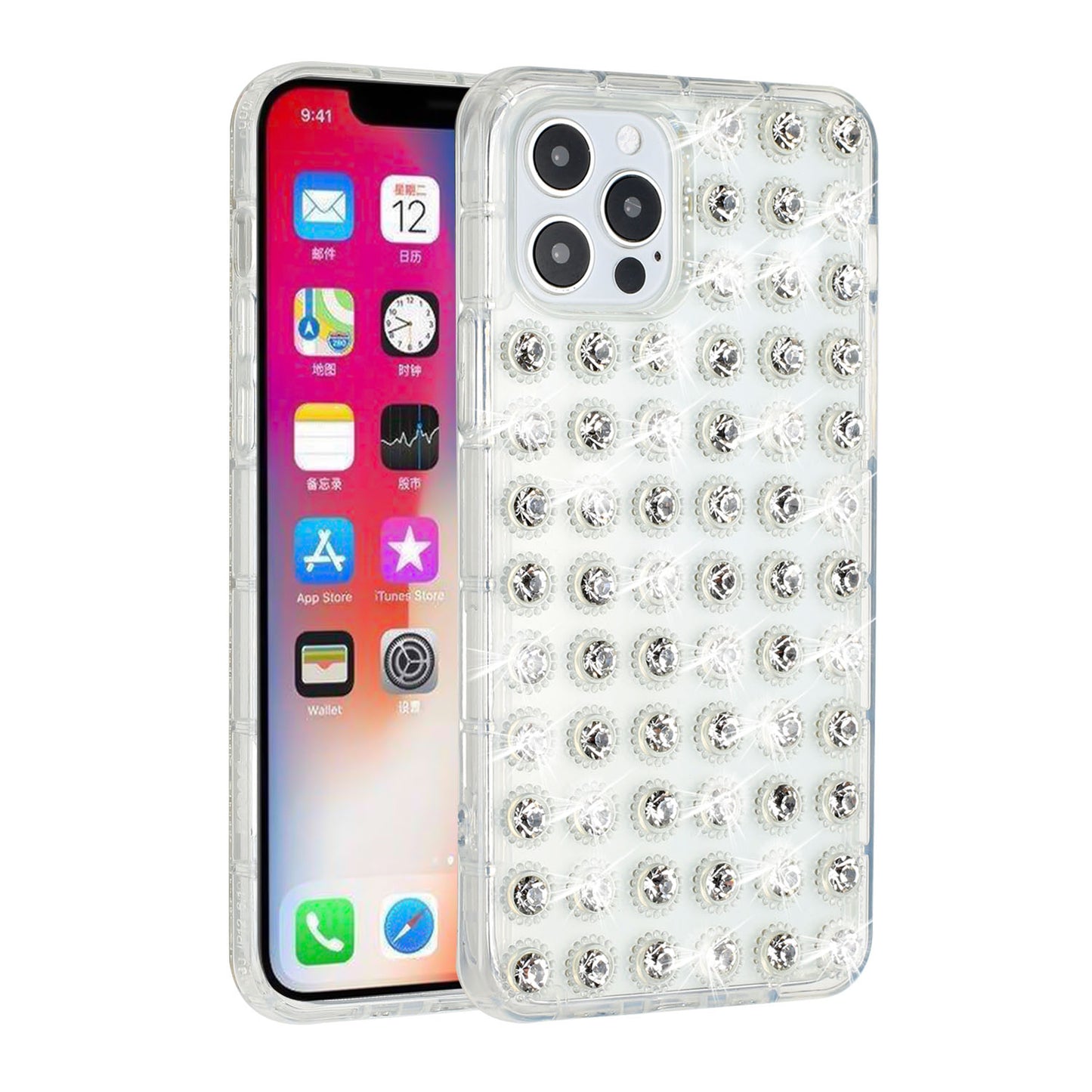 Apple iPhone XR All Over Diamond Luxury 2.0mm Thick TPU Cover Case - Clear/Clear (1102722)