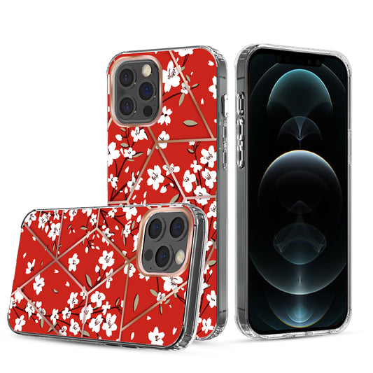 Apple iPhone XR ART IMD Chrome Beautiful Design ShockProof Case Cover - Floral Red (1103026)