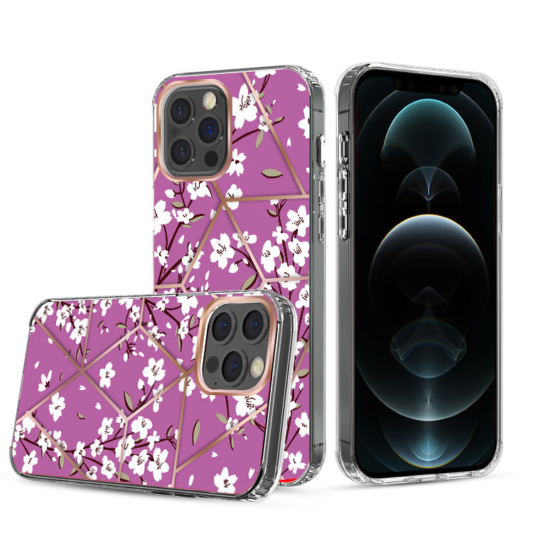 Apple iPhone XR ART IMD Chrome Beautiful Design ShockProof Case Cover - Floral Purple (1103027)