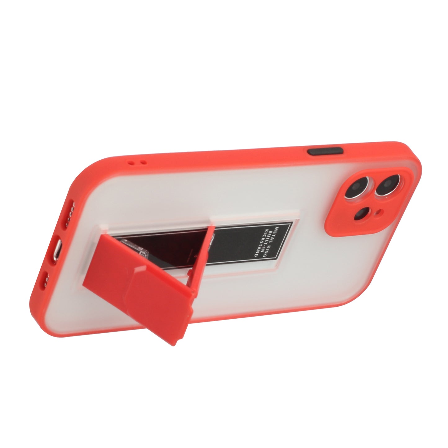 Apple iPhone 12 Pro Max 6.7 Bright Color Magnetic KickStand Transparent Hybrid Cover Case - Red (1100884)