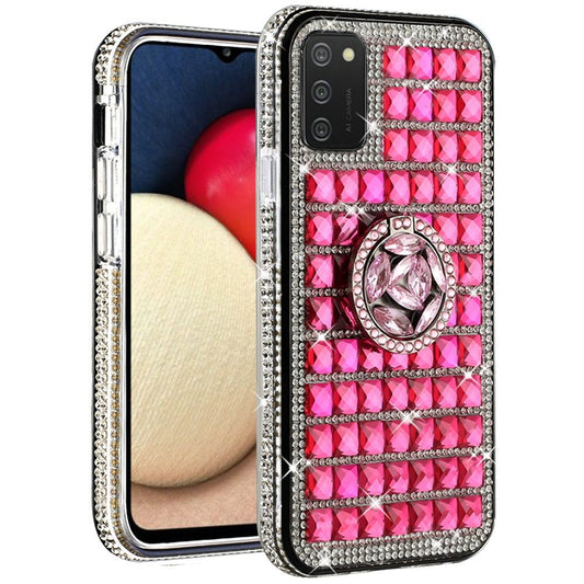 Samsung A02s Trendy Fashion Design Hybrid Case Cover - Ring Stand on Pink (1101515)
