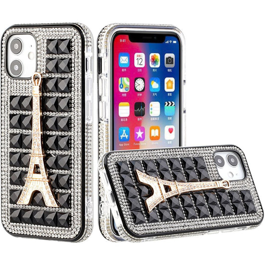 Apple iPhone 12 Mini 5.4 Bling Diamond Crystal Case - Eiffel Tower/Black (110273)