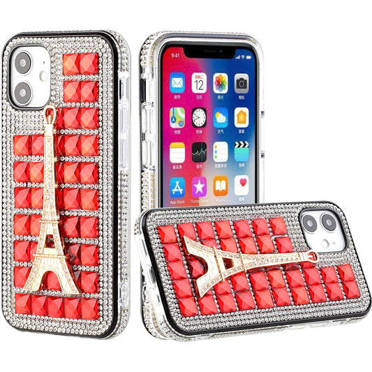 Apple iPhone 12 Mini 5.4 Bling Diamond Crystal Case - Eiffel Tower/Red (110271)