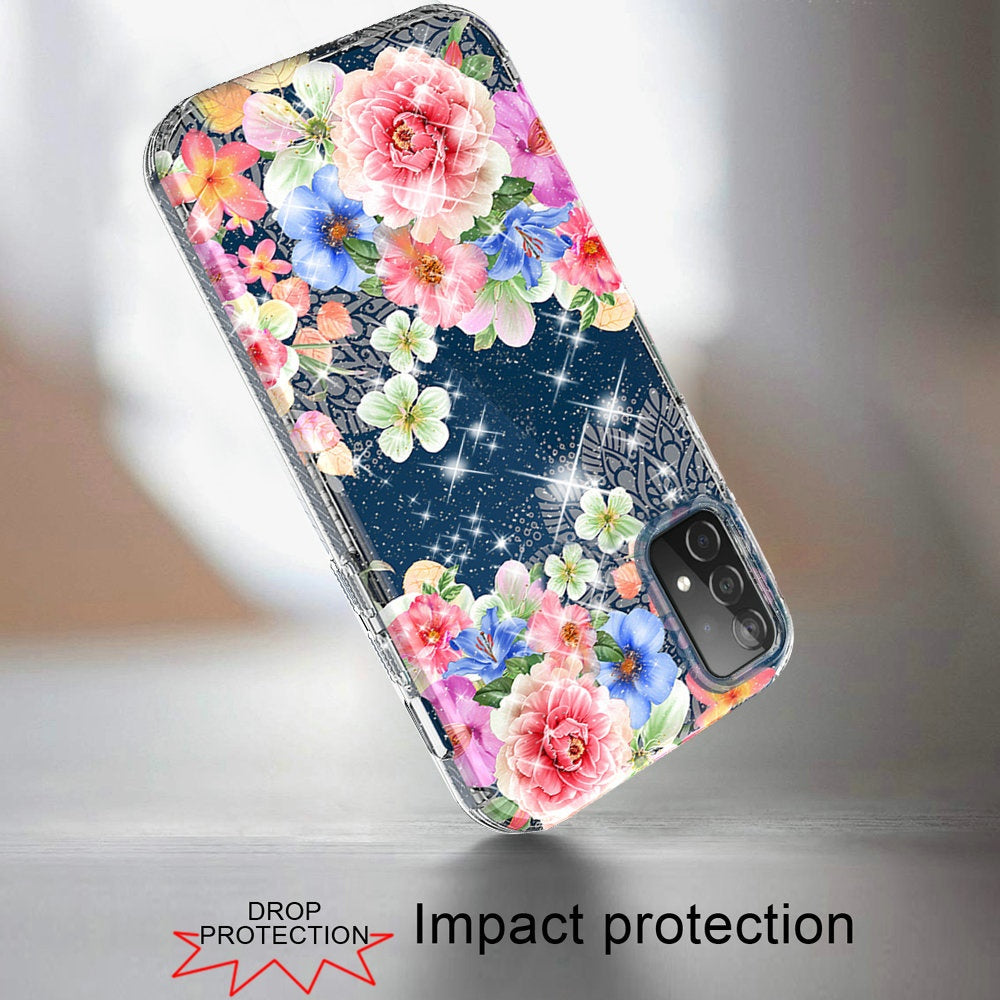 Samsung Galaxy A52 5G 2.5mm Floral Glitter TPU Design Case Cover - Bloom (1101387)